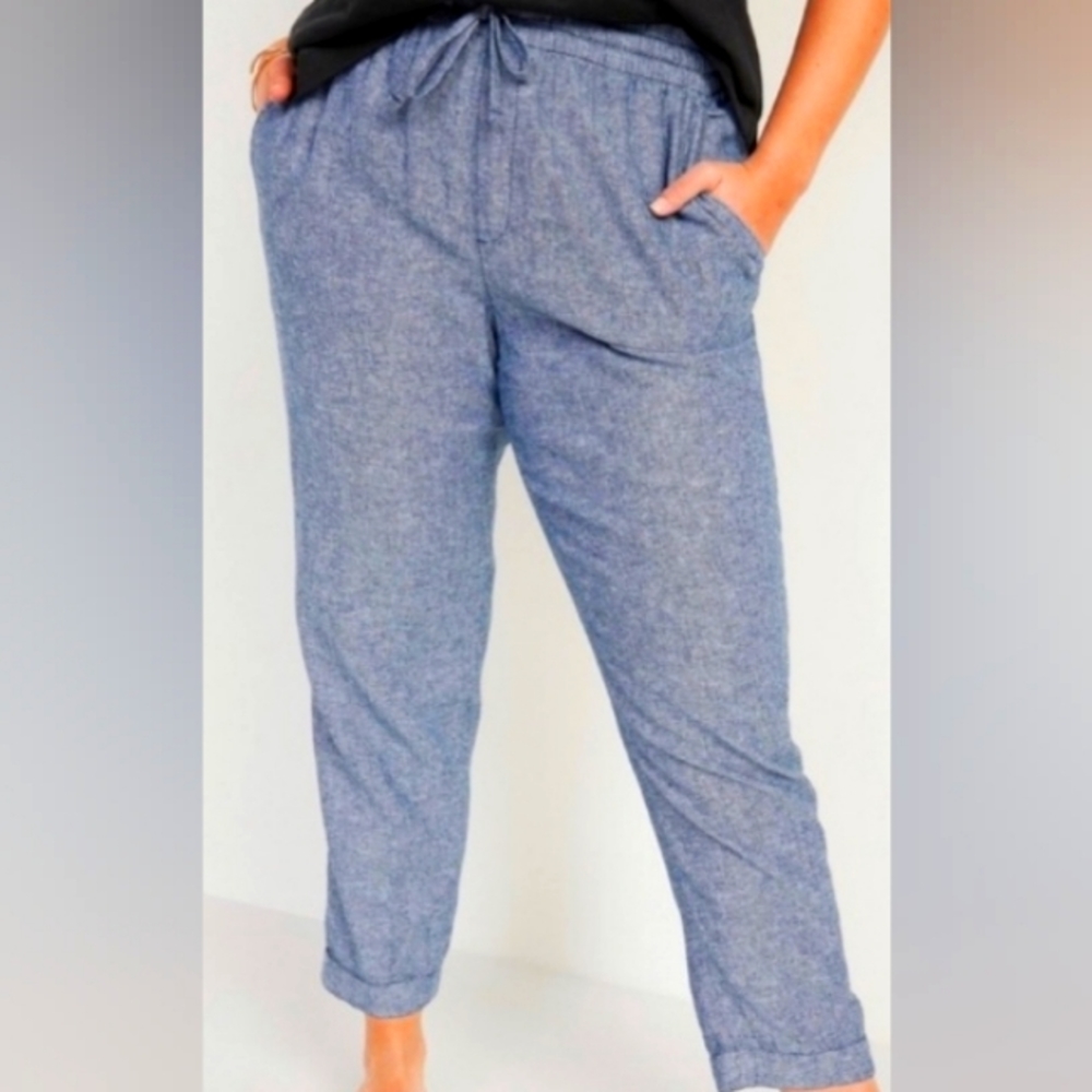 Chambray ankle pants